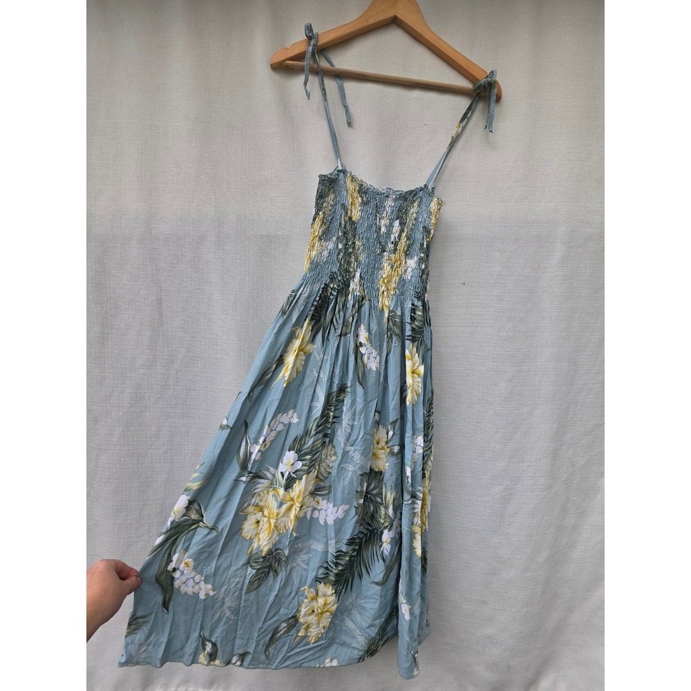 Winnie Fashion Womens OS Tropical Hibiscus Smocked Bodice Luau Maxi Dress Aloha